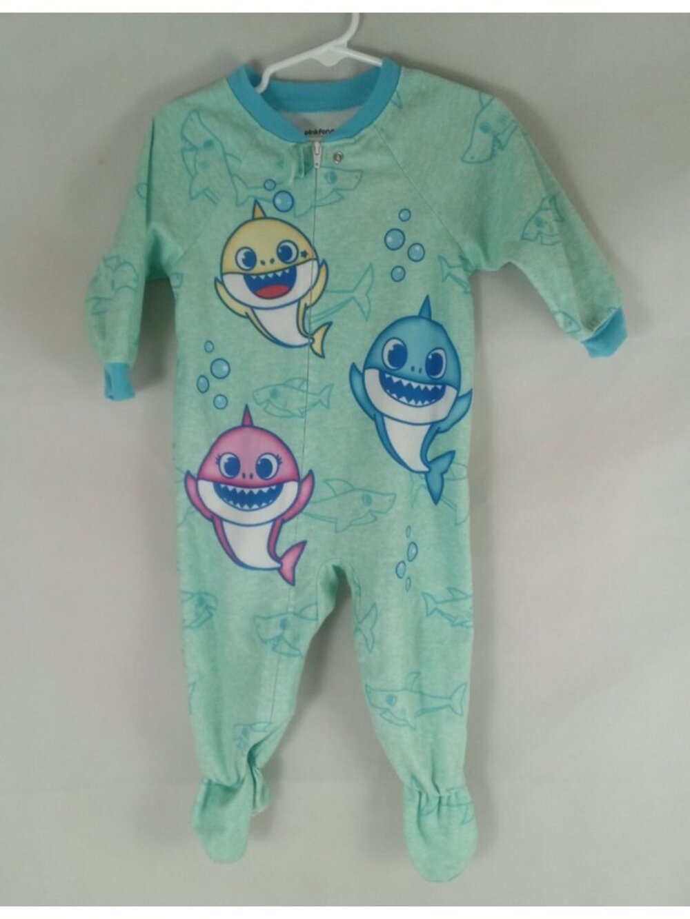 Baby Shark Green Blue Blanket Sleeper Pajamas 18M
